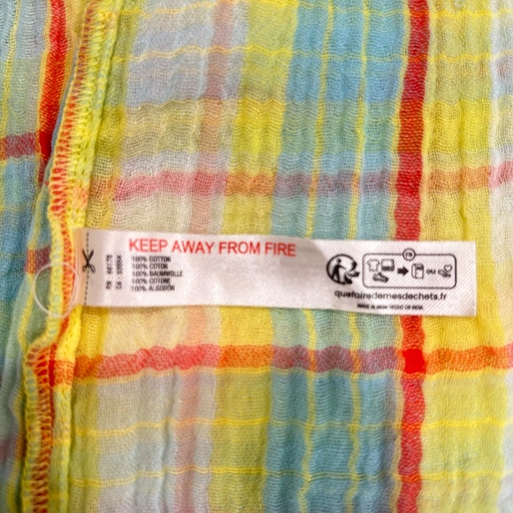 Anthropologie Yellow & Blue Plaid Ruffle Mini Dress - Large - Runs Big! - Picture 8 of 9